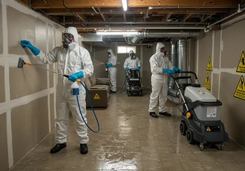 Basement Moisture Removal and Structural Drying process in Sherrill, NY